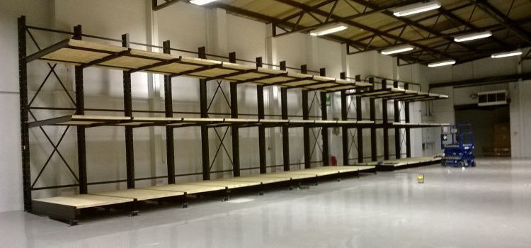 Cantielver racks with timber decks