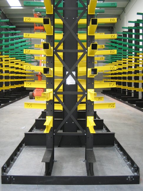 cantilever racking with a guide rail system