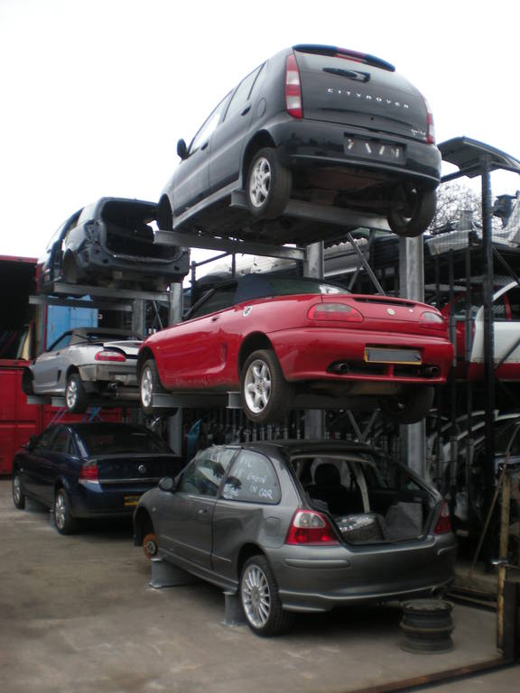 three storage level car racking